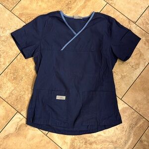 Urbane Essentials Women's Crossover Scrub Top- Navy
